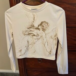 Size M crop knit top with angel design